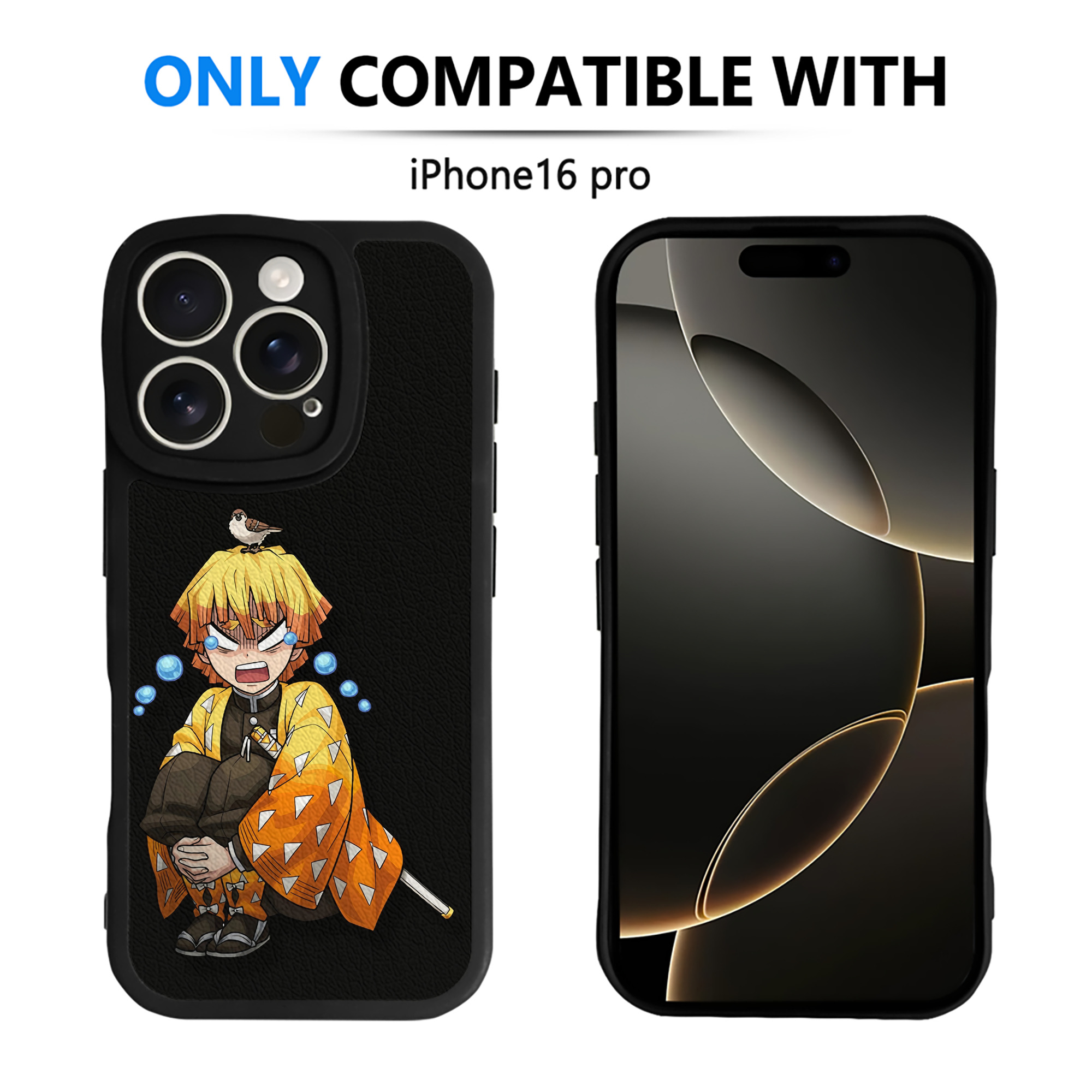 （画像用） 鬼滅の刃（きめつのやいば）我妻 善逸／あがつま ぜんいつ Agatsuma Zenitsu 【iPhone 16シリーズ対応】シリコンスマホケース（レザー調） 材質：シリコン